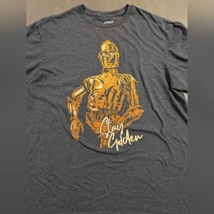 Star Wars C-3PO Graphic T-Shirt - Gray and Gold, Size Large